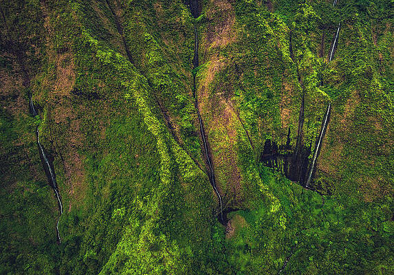 Paradise Photograph - Mount Waialeale Waterfalls 2, Kauai, Hawaii by Abbie Warnock