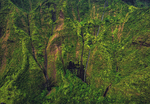 Paradise Photograph - Mount Waialeale Waterfalls, Kauai, Hawaii by Abbie Warnock