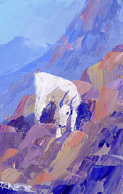 Mountain Wall Art featuring the painting Mountain Goat by Raette Meredith