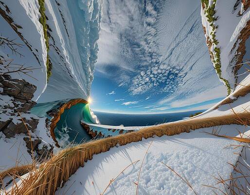 Landscape Wall Art featuring the digital art Mountain Pass, Drone Perspective by Eris And AI