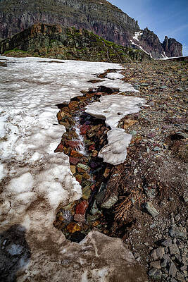 Mountain Stream Emerging from Snow Wall Art