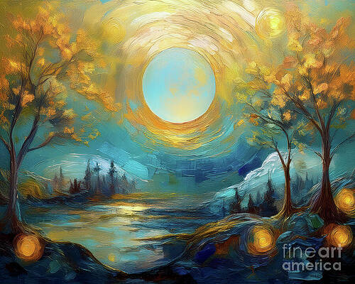 Nature Wall Art featuring the ai art Mountain Trees by Macro Abundance