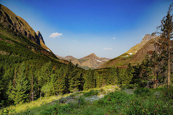 Mountain Valley Under Clear Blue Sky Wall Art