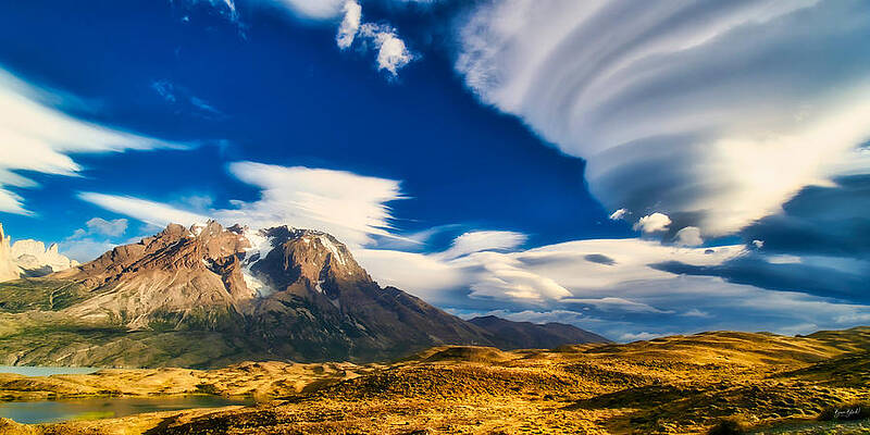 Mountain Photograph - Mountains And Lenticular Cloud In Patagonia by Bruce Block