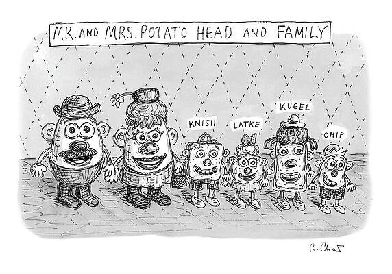 Whimsical Wall Art featuring the drawing Mr And Mrs Potato Head And Family by Roz Chast