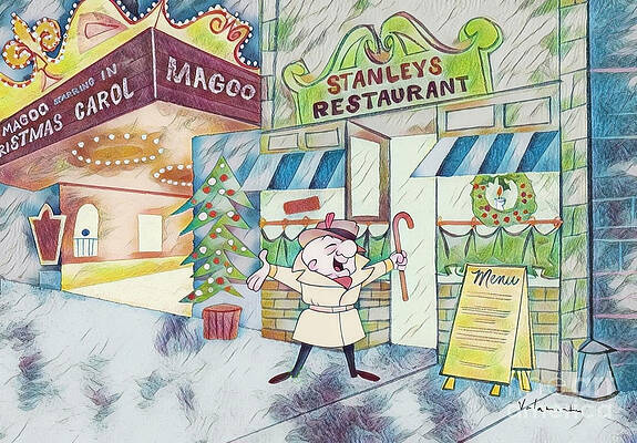 Wall Art featuring the digital art Mr Magoo On Broadway Performing Christmas Carol by Antonios Valamontes