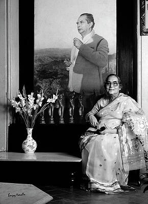 Wall Art featuring the photograph Mrs Manobina Bimal Roy, Godiwala Bungalow BW 1999 by Sanjay Marathe