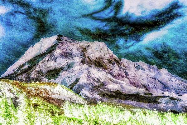 Wall Art featuring the photograph Mt. Hood With Lichen Texture by Bruce Block