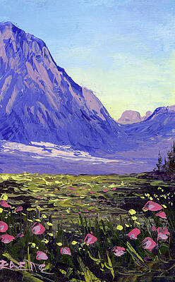 Mountain Wall Art featuring the painting Mt Reynolds And Wildflowers by Raette Meredith