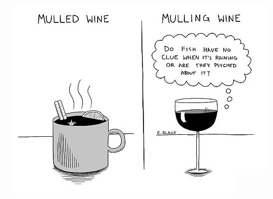 Mulled vs Mulling Wine Cartoon Wall Art