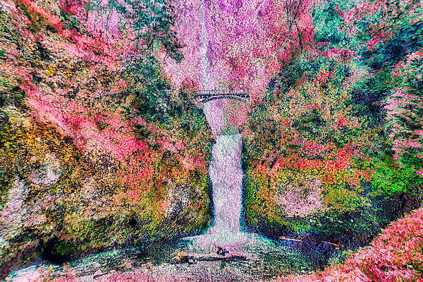 Wall Art featuring the digital art Multnomah Falls - Columbia River Gorge by Bruce Block