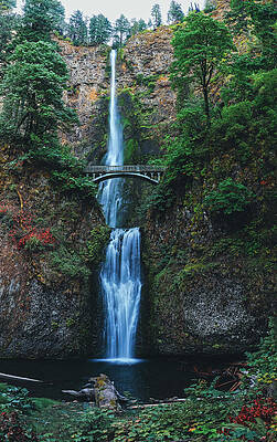 Majestic Waterfall and Bridge Wall Art