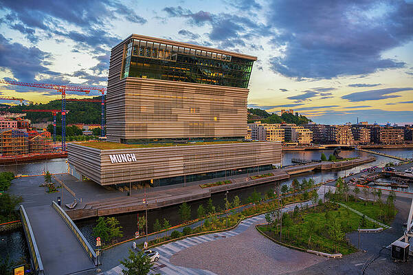Wall Art featuring the photograph Munch Museum At Sunset In Oslo, Norway by Miroslav Liska