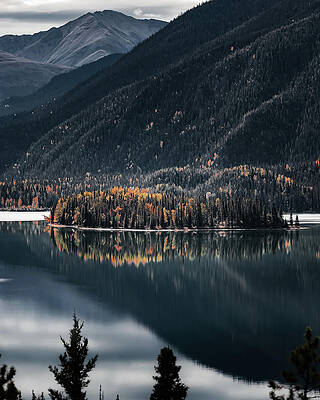 No People Wall Art featuring the photograph Muncho Lake Reflections, British Columbia, Canada by Shannon Williams