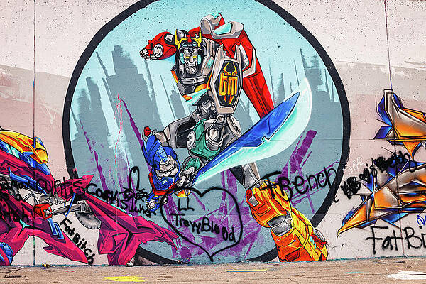 Wall Art featuring the photograph Mural Mile - Cartoon Cityscape by Robert Niemeier