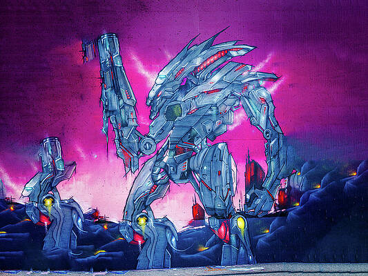 Wall Art featuring the photograph Mural Mile - Futuristic Warrior by Robert Niemeier