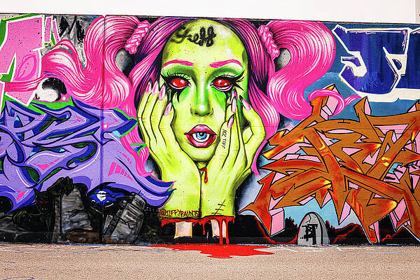 Wall Art featuring the photograph Mural Mile - Green And Pink Woman by Robert Niemeier