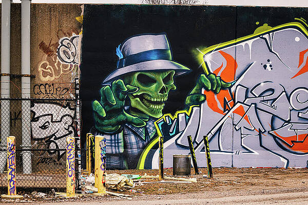 Wall Art featuring the photograph Mural Mile - Green Skeleton by Robert Niemeier
