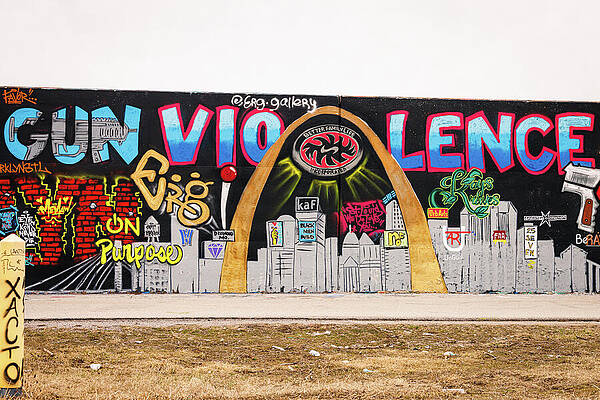 Wall Art featuring the photograph Mural Mile - Gun Violence - Arch by Robert Niemeier