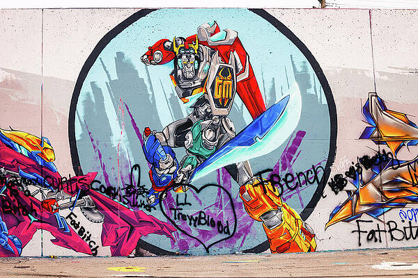 Wall Art featuring the photograph Mural Mile - Robot With Sword by Robert Niemeier