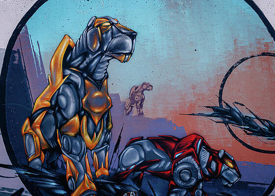 Wall Art featuring the photograph Mural Mile - Robotic Dogs by Robert Niemeier