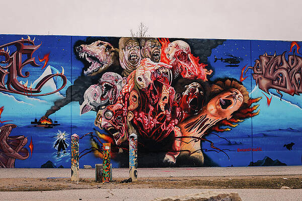Wall Art featuring the photograph Mural Mile - Surreal Faces And Creaturees by Robert Niemeier