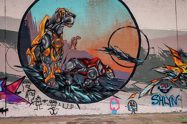 Wall Art featuring the photograph Mural Mine - Robotic  Dogs Of Wat by Robert Niemeier