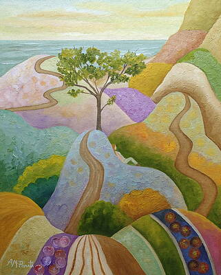 Wall Art featuring the painting Murmur Of Sea And Birds by Angeles M Pomata