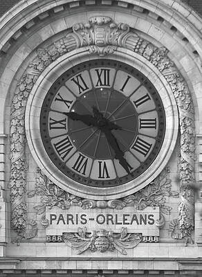 Clock Photograph - Musee D'Orsay Clock - Black And White by Ron Berezuk