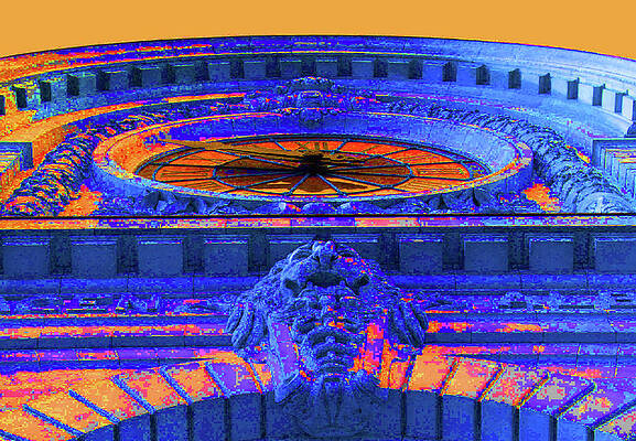 Clock Photograph - Musee D'Orsay Clock - Blue Orange by Ron Berezuk