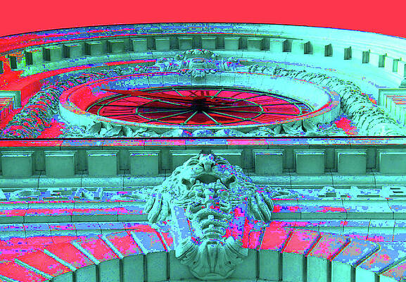 Clock Photograph - Musee D'Orsay Clock - Teal Red by Ron Berezuk
