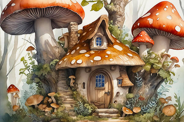 Digital Art - Mushroom House by The Luxury Art Collection