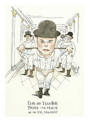 Caricature Painting - Musk And His Marauding Band Of I.T. Guys by Barry Blitt