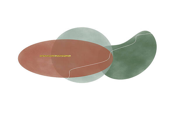 Wall Art featuring the digital art Muted Green With Earth Tones And Gold Bar Part Two by Alison Frank