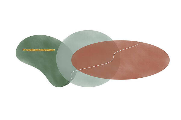 Wall Art featuring the digital art Muted Greens With Earth Tones And Gold Bar by Alison Frank