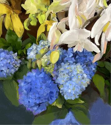 Flower Wall Art featuring the painting Blue Floral - Floral Wall Decor by Sonja Kraft