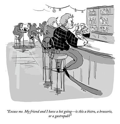 Friend Drawing - My Friend And I Have A Bet Going by Sara Lautman