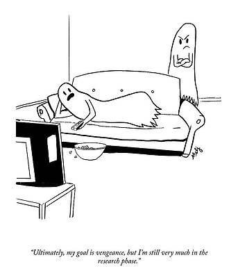 Ghosts Watching TV on a Couch Drawing