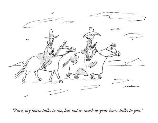 Minimalist Wall Art featuring the drawing My Horse Talks To Me by Michael Maslin