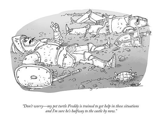 Battle Wall Art featuring the drawing My Pet Turtle Freddy by Tim Hamilton