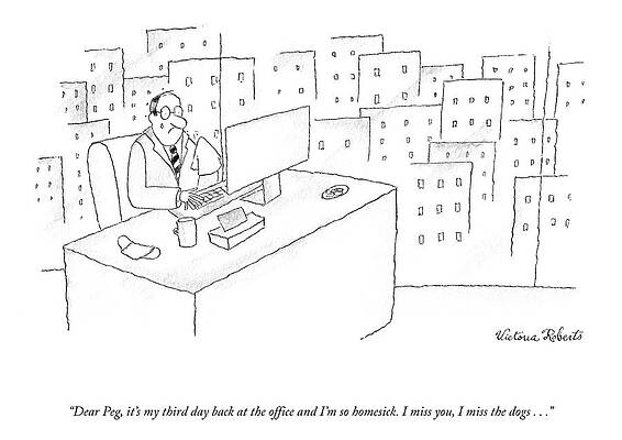 Remote Wall Art featuring the drawing My Third Day Back At The Office by Victoria Roberts