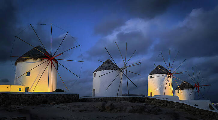 Wall Art featuring the photograph Mykonos Windmills by Rebecca Herranen