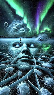 Landscape Wall Art featuring the digital art Mysteries Under The Aurora Veil by Bill And Linda Tiepelman