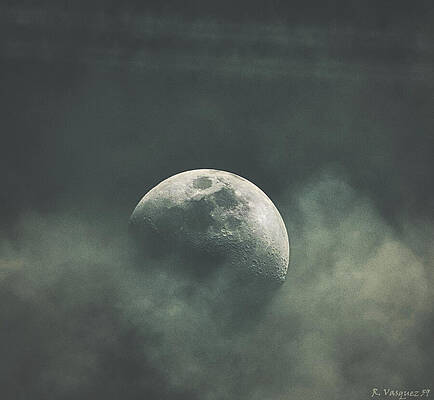 Mysterious Moon Amidst Clouds Wall Art