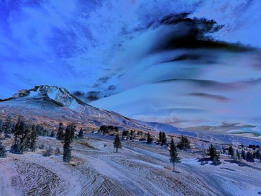 Mystical Snowy Mountain Landscape Digital Art