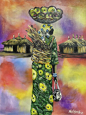 African Woman with Basket Wall Art