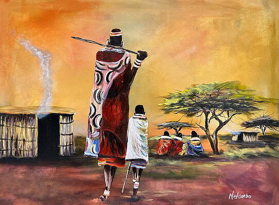 Wall Art featuring the painting N-235 by John Ndambo
