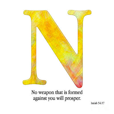 Mixed Media - N- Christian Alphabet. Isaiah 54 17 by Mark Lawrence