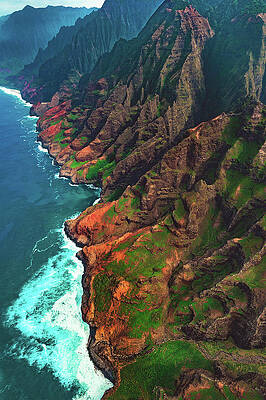 Paradise Photograph - Na Pali Mist Wide Angle - Kauai, Hawaii - Vertical by Abbie Warnock