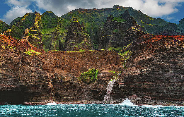 Paradise Photograph - Na Pali Runoff Waterfall - Kauai, Hawaii by Abbie Warnock